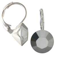 8mm Ohrringe mit Swarovski Kristall in der Farbe Jet Hämatit Anthrazit